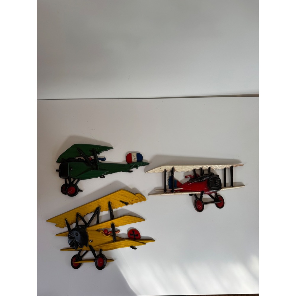Vintage 1975 Homco WWI Airplane Wall Decor Set of 3 Biplane Triplane 1232-BX